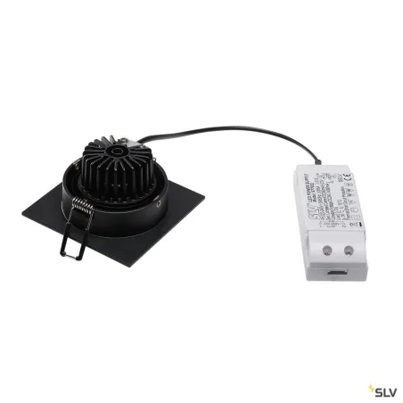 NEW TRIA 77, encastré de plafond intérieur, simple, carré, noir mat, LED, 8W, 3000K, clips ressorts
