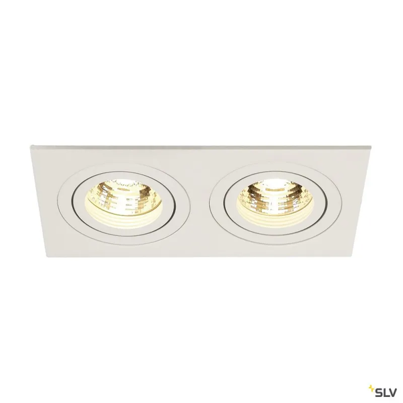 NEW TRIA 155, encastré de plafond intérieur, double, blanc, GU10/QPAR51, 2x 50W max, clips ressorts