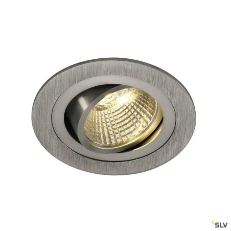 NEW TRIA 77, encastré de plafond intérieur, simple, rond, alu brossé, LED, 8W, 3000K, clips ressorts