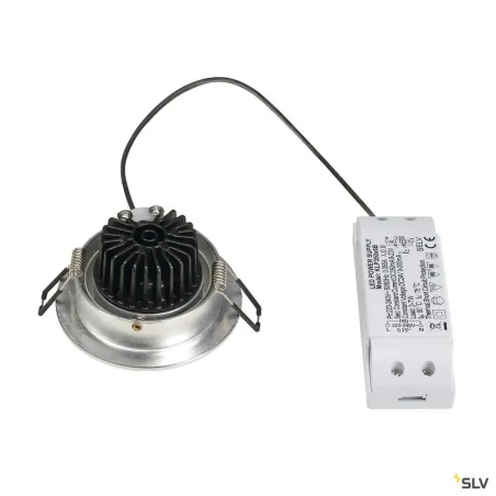 NEW TRIA 77, encastré de plafond intérieur, simple, rond, alu brossé, LED, 8W, 3000K, clips ressorts