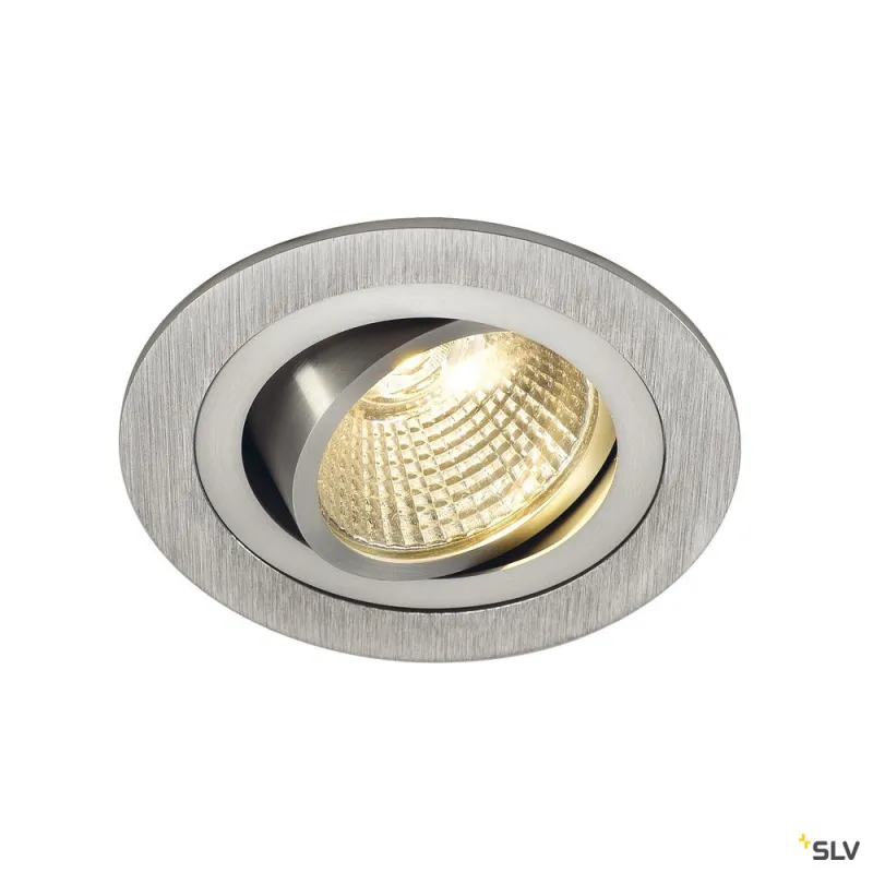 NEW TRIA 77, encastré de plafond intérieur, simple, rond, alu brossé, LED, 8W, 2700K, clips ressorts