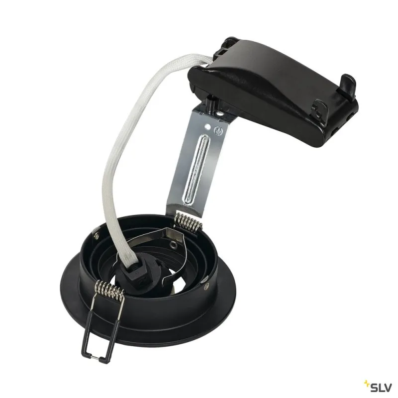 NEW TRIA 78, encastré de plafond intérieur, simple, rond, noir, GU10/QPAR51, 50W max, clips ressorts