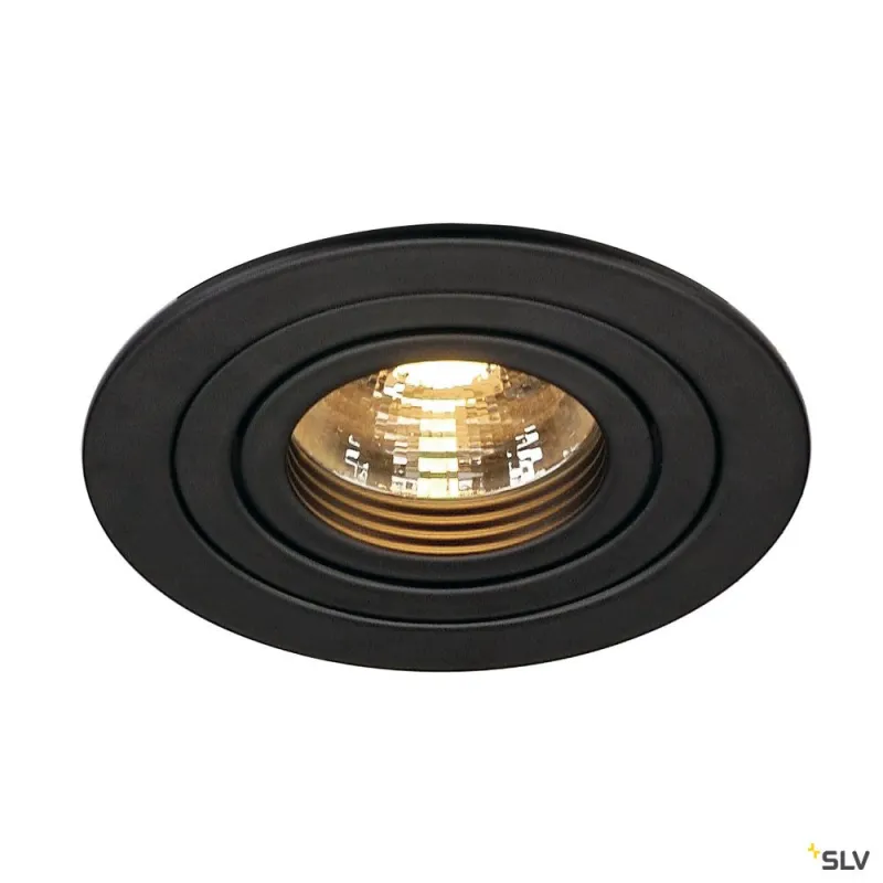 NEW TRIA 78, encastré de plafond intérieur, simple, rond, noir, GU10/QPAR51, 50W max, clips ressorts