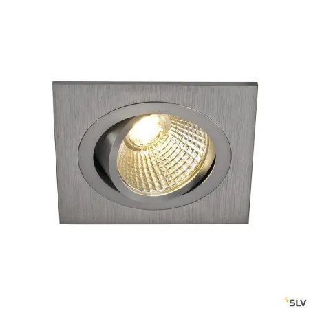 NEW TRIA 77, encastré de plafond intérieur, simple, carré, alu brossé, LED, 8W, 3000K, clips ressorts