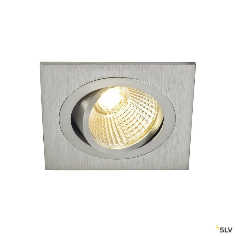 NEW TRIA 77, encastré de plafond intérieur, simple, carré, alu brossé, LED, 8W, 2700K, clips ressorts