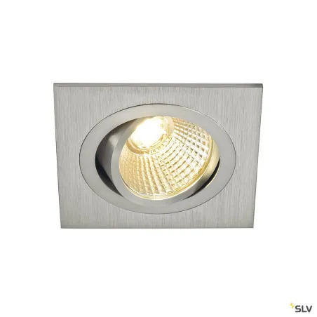 NEW TRIA 77, encastré de plafond intérieur, simple, carré, alu brossé, LED, 8W, 2700K, clips ressorts
