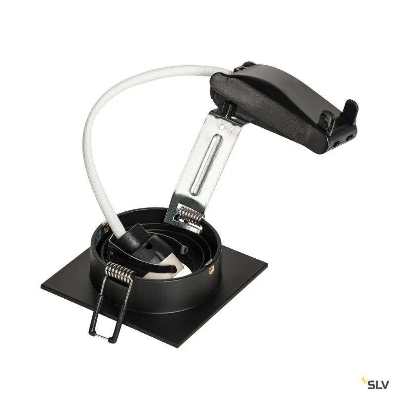 NEW TRIA 78, encastré de plafond intérieur, simple, carré, noir, GU10/QPAR51, 50W max, clips ressorts