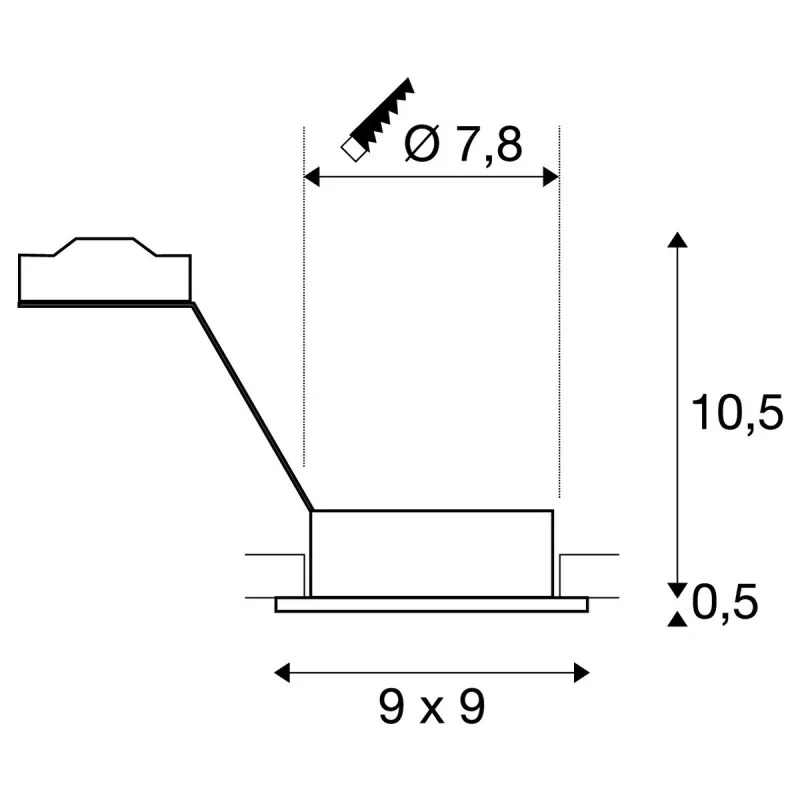 NEW TRIA 78, encastré de plafond intérieur, simple, carré, noir, GU10/QPAR51, 50W max, clips ressorts