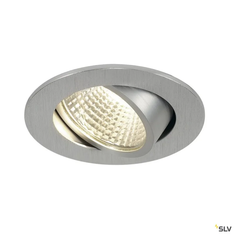 NEW TRIA 68, encastré de plafond intérieur, simple, rond, alu brossé, LED, 5,3W, 3000K, clips ressorts