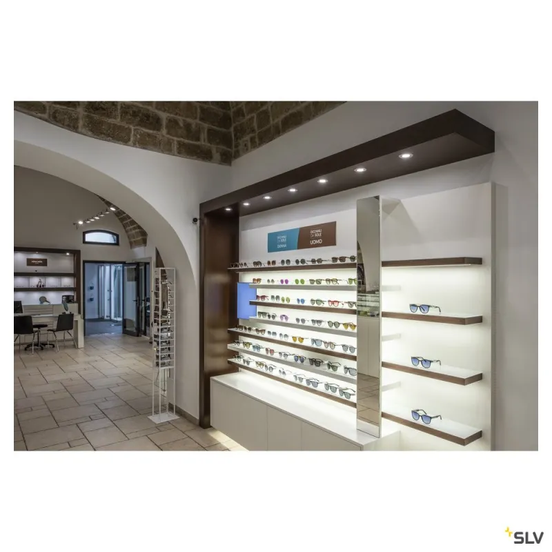 NEW TRIA 68, encastré de plafond intérieur, simple, rond, alu brossé, LED, 5,3W, 3000K, clips ressorts