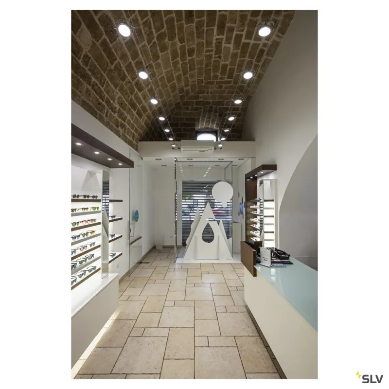 NEW TRIA 68, encastré de plafond intérieur, simple, rond, alu brossé, LED, 5,3W, 3000K, clips ressorts