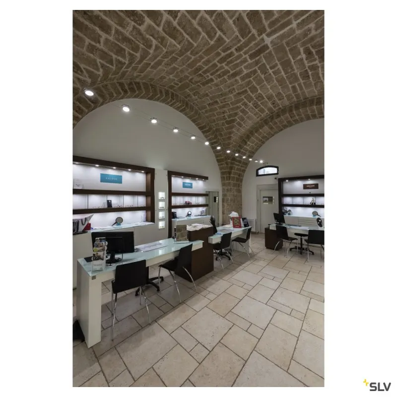 NEW TRIA 68, encastré de plafond intérieur, simple, rond, alu brossé, LED, 5,3W, 3000K, clips ressorts