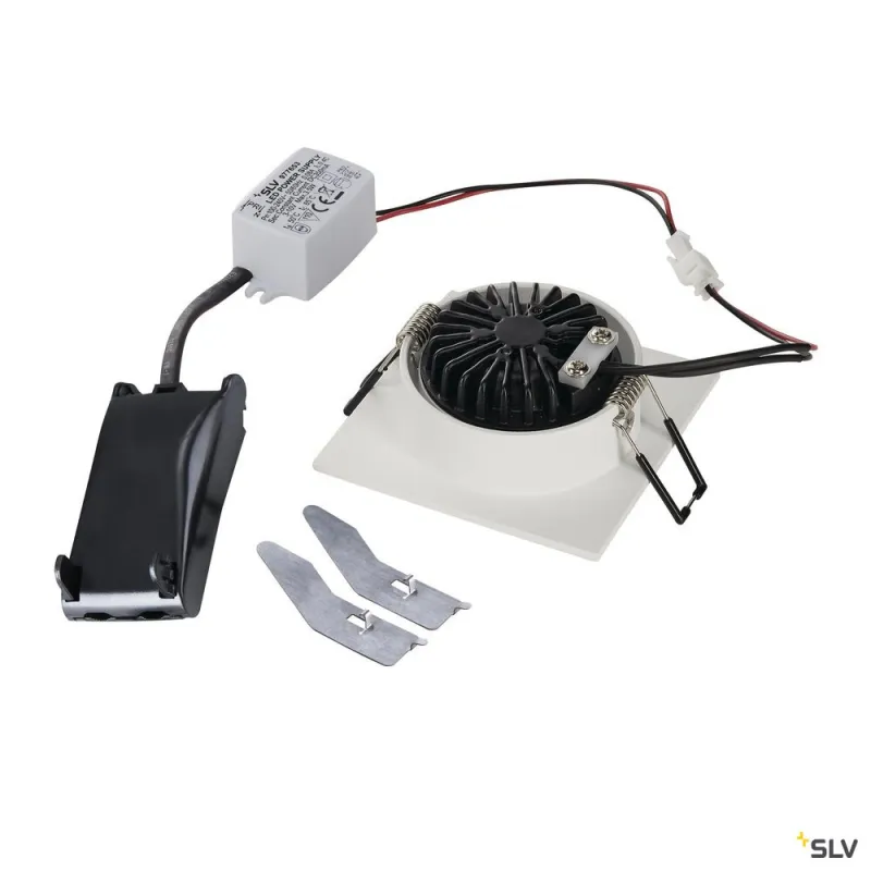 NEW TRIA 68, encastré de plafond intérieur, simple, carré, blanc mat, LED, 5,3W, 3000K, clips ressorts