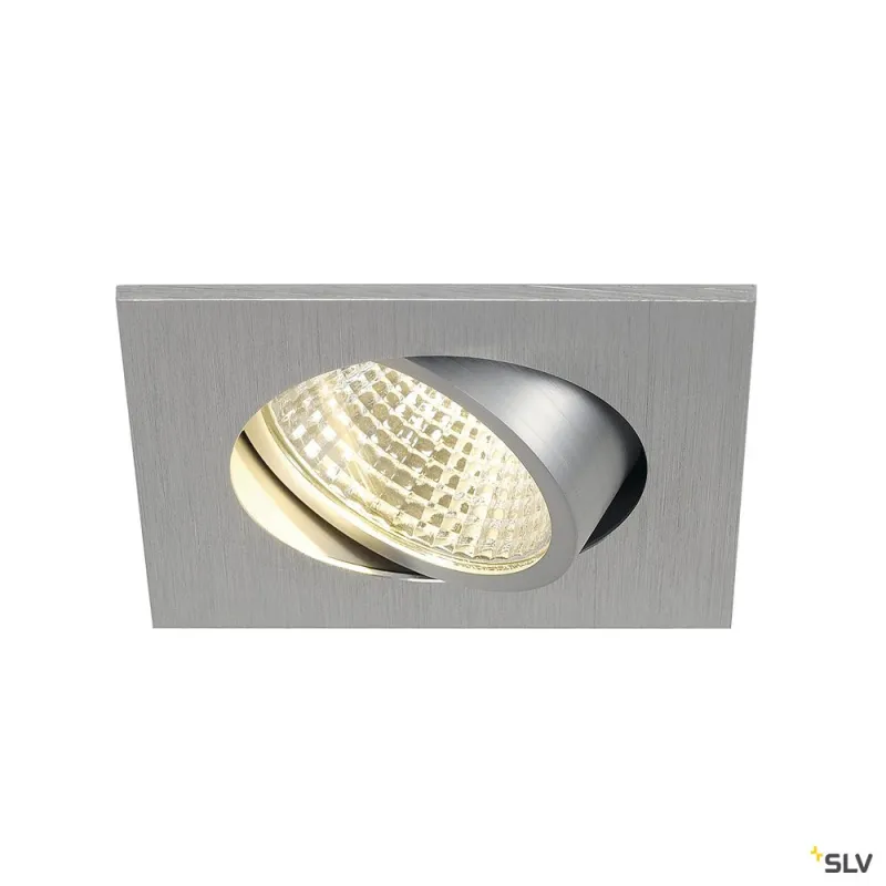 NEW TRIA 68, encastré de plafond intérieur, simple, carré, alu brossé, LED, 5,3W, 3000K, clips ressorts