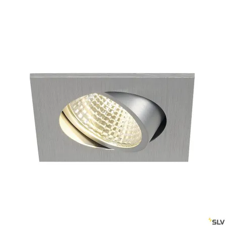 NEW TRIA 68, encastré de plafond intérieur, simple, carré, alu brossé, LED, 5,3W, 3000K, clips ressorts