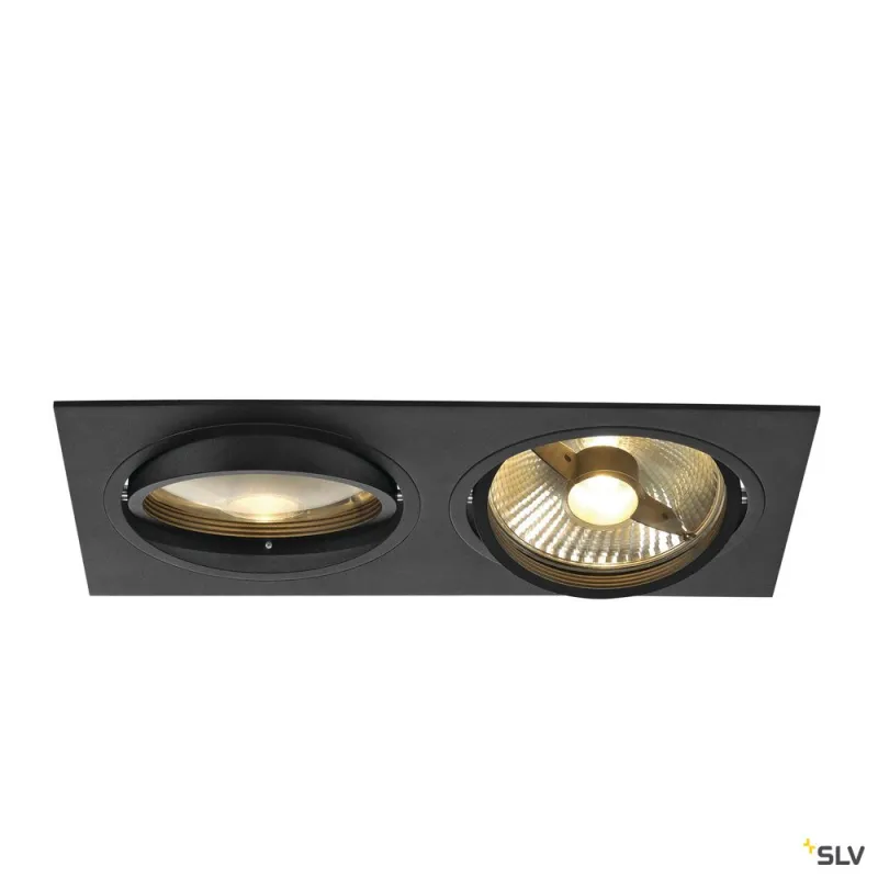 NEW TRIA 300, encastré de plafond intérieur, double, noir mat, GU10/QPAR111, 2x 75W max, clips ressorts