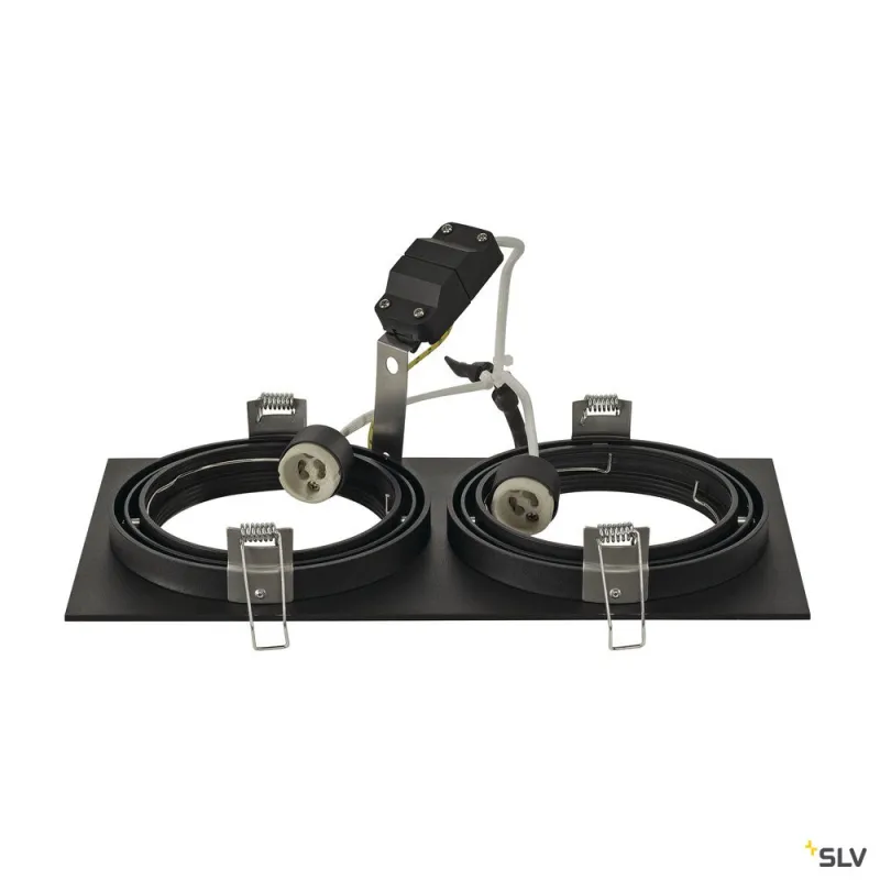 NEW TRIA 300, encastré de plafond intérieur, double, noir mat, GU10/QPAR111, 2x 75W max, clips ressorts