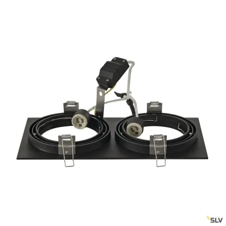 NEW TRIA 300, encastré de plafond intérieur, double, noir mat, GU10/QPAR111, 2x 75W max, clips ressorts