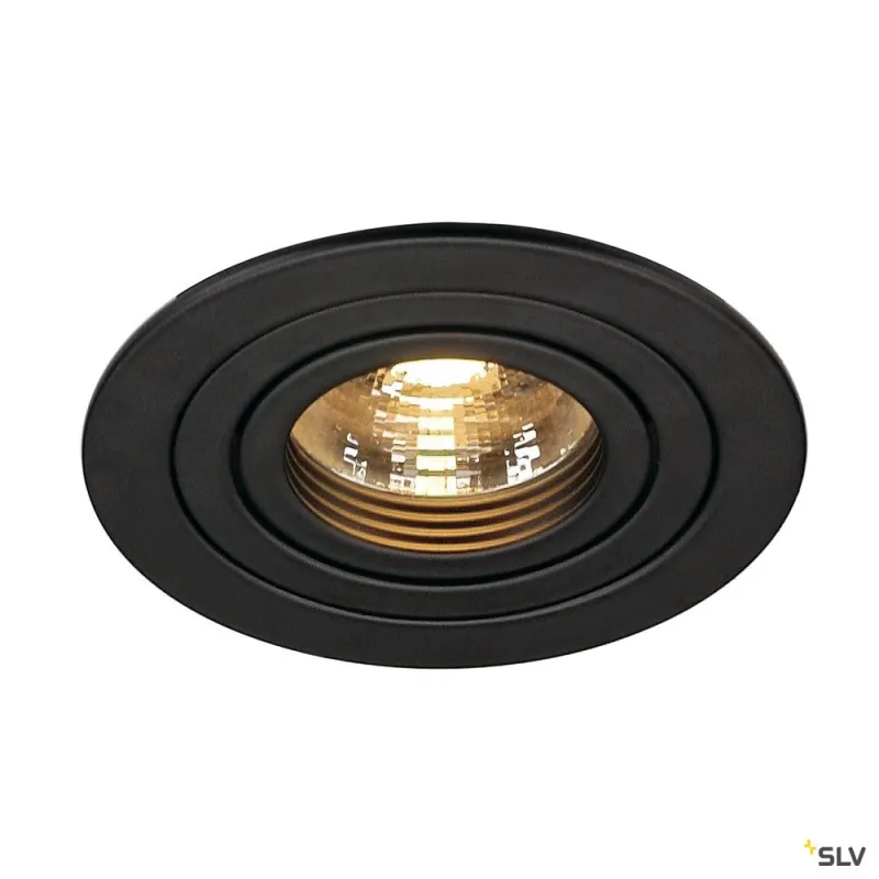 NEW TRIA 78, encastré de plafond intérieur, simple, rond, noir mat, GU10/QPAR51, 50W max, lames ressorts
