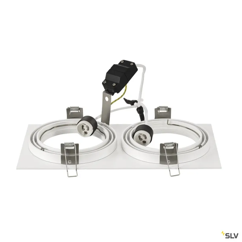 NEW TRIA 300, encastré de plafond intérieur, double, blanc mat, GU10/QPAR111, 2x 75W max, clips ressorts