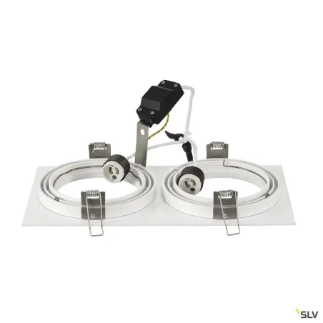 NEW TRIA 300, encastré de plafond intérieur, double, blanc mat, GU10/QPAR111, 2x 75W max, clips ressorts