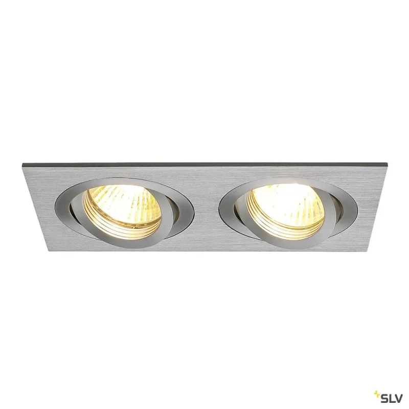 NEW TRIA 155, encastré de plafond intérieur, double, alu brossé, GU10/QPAR51, 2x 50W max, clips ressorts