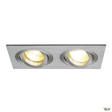NEW TRIA 155, encastré de plafond intérieur, double, alu brossé, GU10/QPAR51, 2x 50W max, clips ressorts
