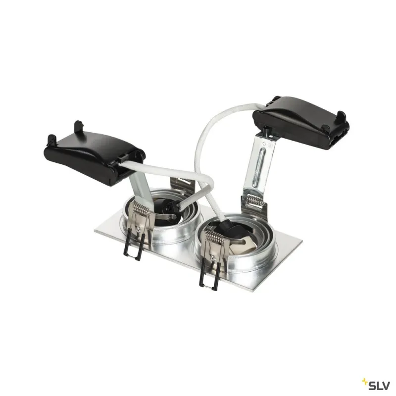 NEW TRIA 155, encastré de plafond intérieur, double, alu brossé, GU10/QPAR51, 2x 50W max, clips ressorts