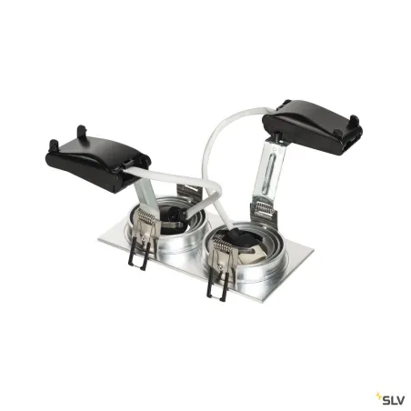 NEW TRIA 155, encastré de plafond intérieur, double, alu brossé, GU10/QPAR51, 2x 50W max, clips ressorts