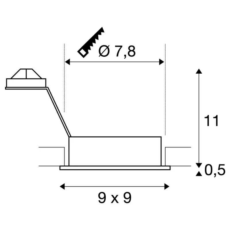 NEW TRIA 78, encastré de plafond intérieur, simple, carré, noir mat, GU10/QPAR51, 50W max, lames ressorts
