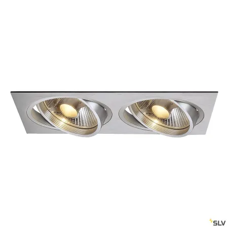 NEW TRIA 300, encastré de plafond intérieur, double, alu brossé, GU10/QPAR111, 2x 75W max, clips ressorts