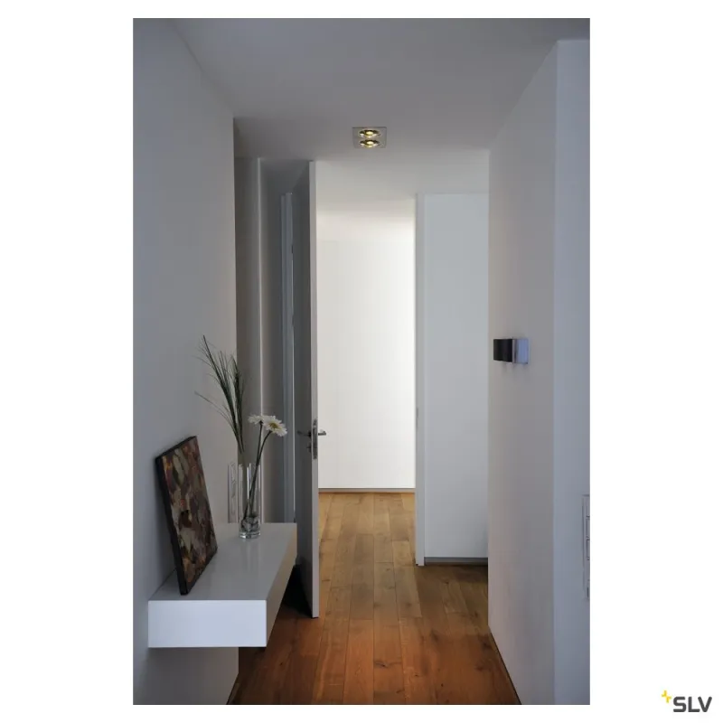 NEW TRIA 300, encastré de plafond intérieur, double, alu brossé, GU10/QPAR111, 2x 75W max, clips ressorts