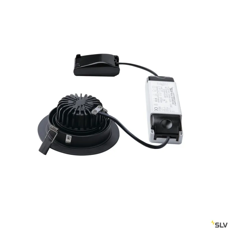 NEW TRIA 110, encastré de plafond intérieur, simple, rond, noir, LED, 14W, 3000K, clips ressorts, variable
