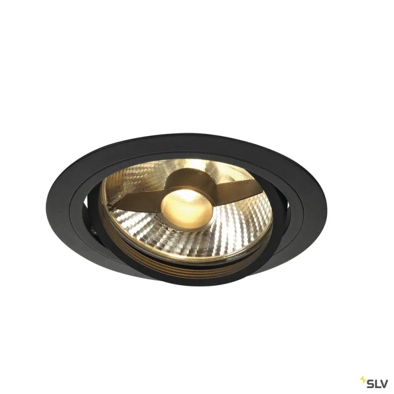 NEW TRIA 150, encastré de plafond intérieur, simple, rond, noir mat, GU10/QPAR111, 75W max, lames ressorts