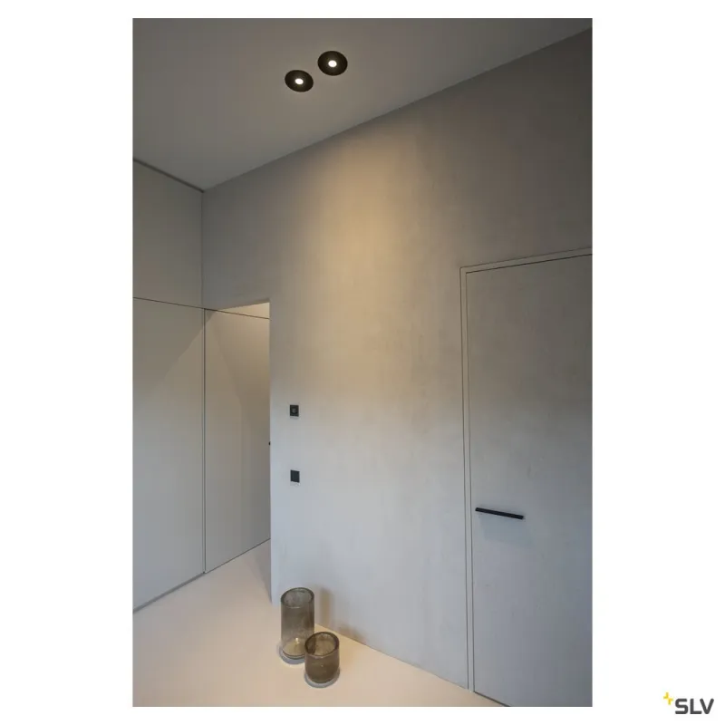 NEW TRIA 150, encastré de plafond intérieur, simple, rond, noir mat, GU10/QPAR111, 75W max, lames ressorts