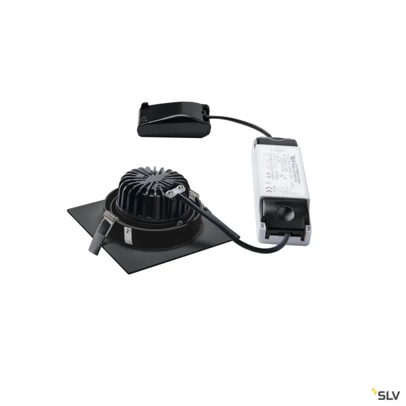 NEW TRIA 110, encastré de plafond intérieur, simple, carré, noir, LED, 14W, 3000K, clips ressorts, variable