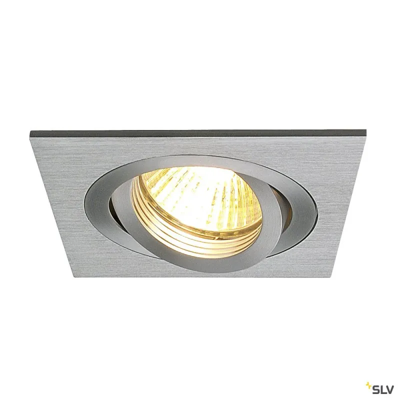 NEW TRIA 78, encastré de plafond intérieur, simple, carré, alu brossé, GU10/QPAR51, 50W max, clips ressorts