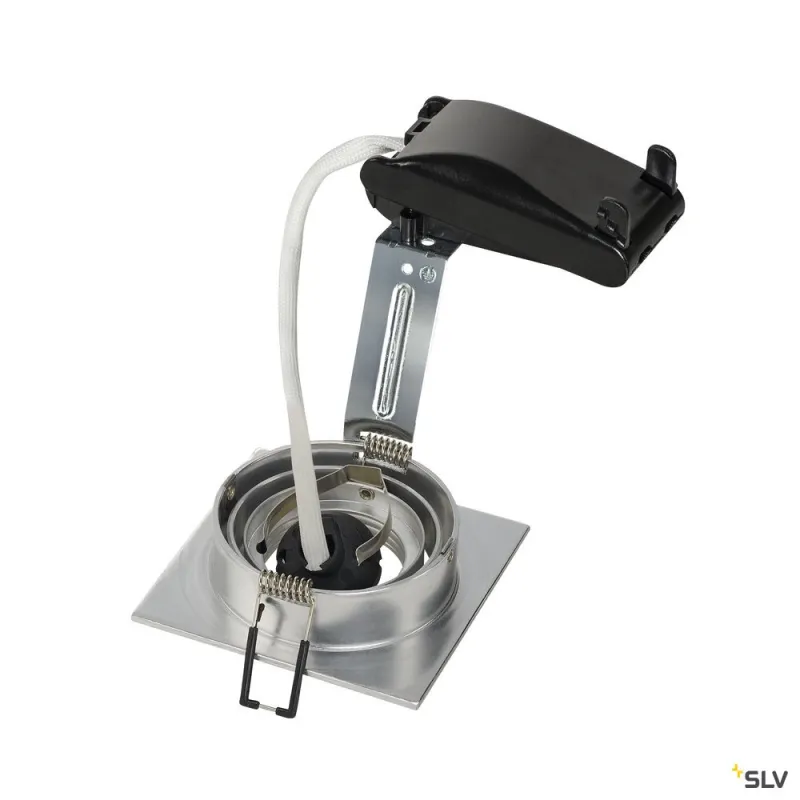 NEW TRIA 78, encastré de plafond intérieur, simple, carré, alu brossé, GU10/QPAR51, 50W max, clips ressorts