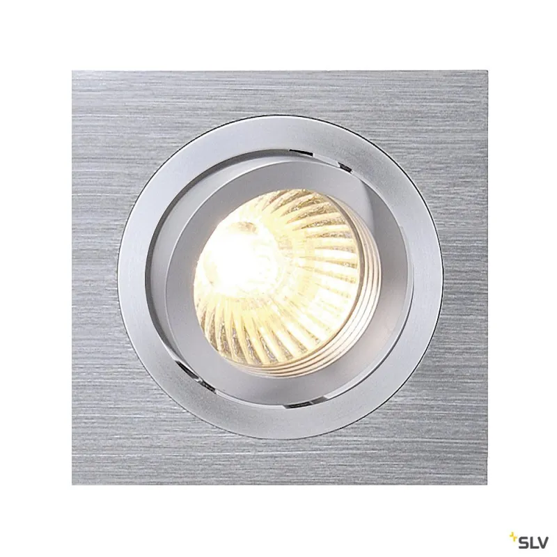NEW TRIA 78, encastré de plafond intérieur, simple, carré, alu brossé, GU10/QPAR51, 50W max, clips ressorts