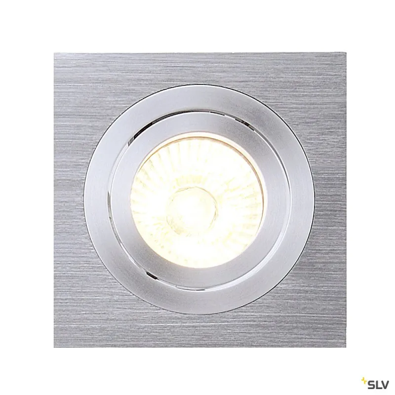 NEW TRIA 78, encastré de plafond intérieur, simple, carré, alu brossé, GU10/QPAR51, 50W max, clips ressorts