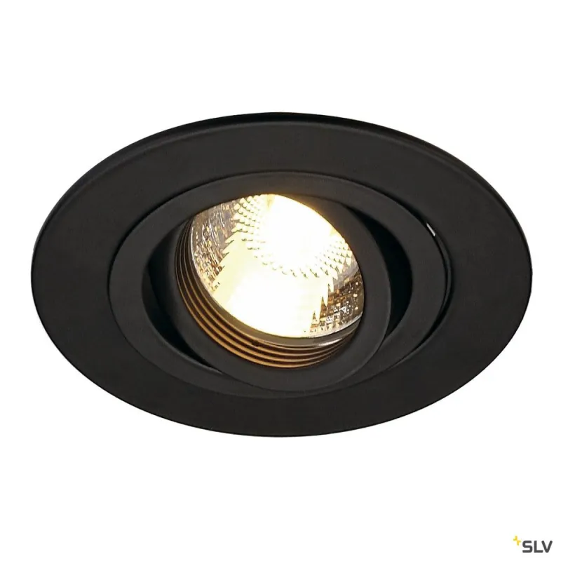 NEW TRIA 78 XL, encastré de plafond intérieur, simple, rond, noir mat, GU10/QPAR51, 50W max, clips ressorts