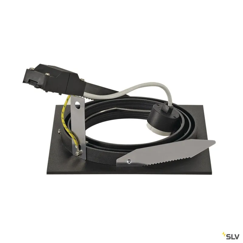 NEW TRIA 150, encastré de plafond intérieur, simple, carré, noir mat, GU10/QPAR111, 75W max, lames ressorts