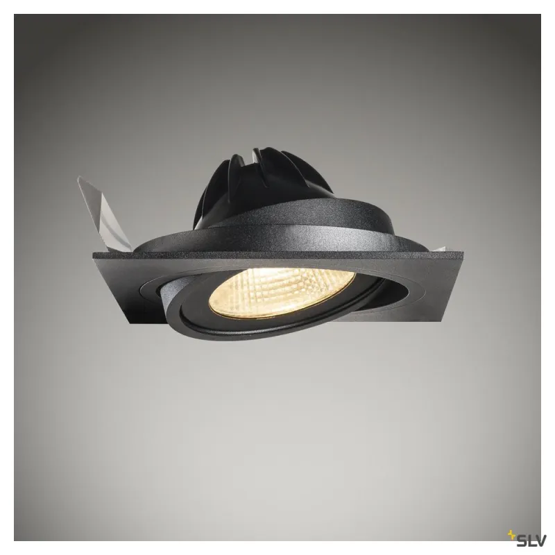 NEW TRIA 150, encastré de plafond intérieur, simple, carré, noir mat, GU10/QPAR111, 75W max, lames ressorts