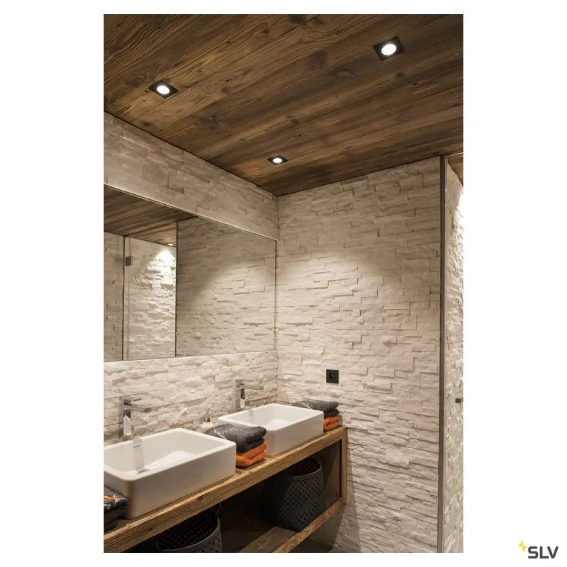 PATTA-I, encastré de plafond intérieur/extérieur, carré, noir, LED, 11W, 3000K, IP20/IP65, RT 2012, variable