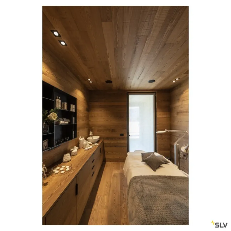PATTA-F, encastré de plafond intérieur/extérieur, carré, noir, LED, 11W, 3000K, IP20/IP65, RT 2012, variable
