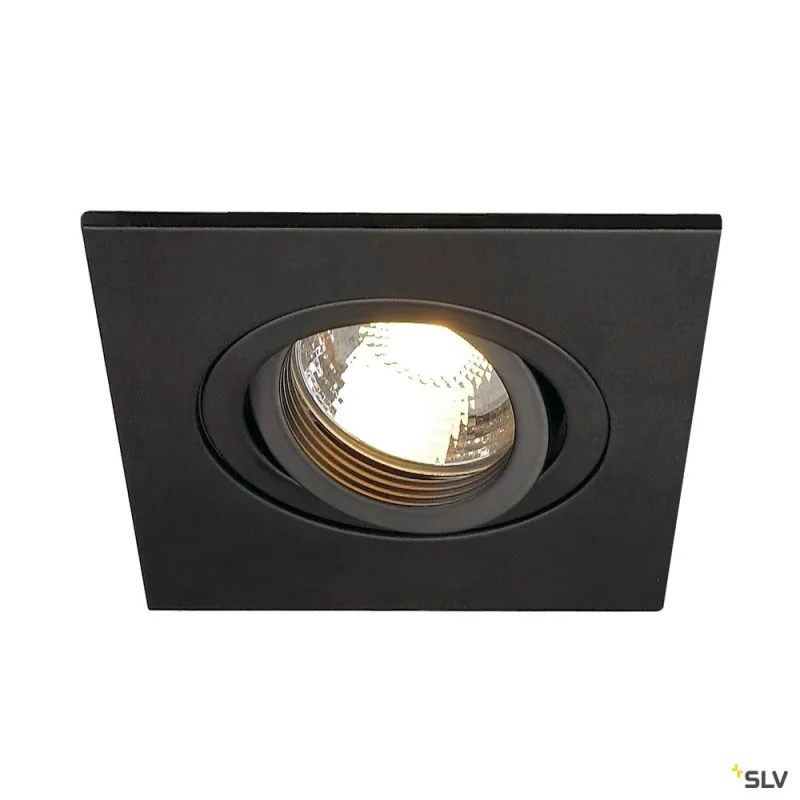 NEW TRIA 78 XL, encastré de plafond intérieur, simple, carré, noir mat, GU10/QPAR51, 50W max, clips ressorts
