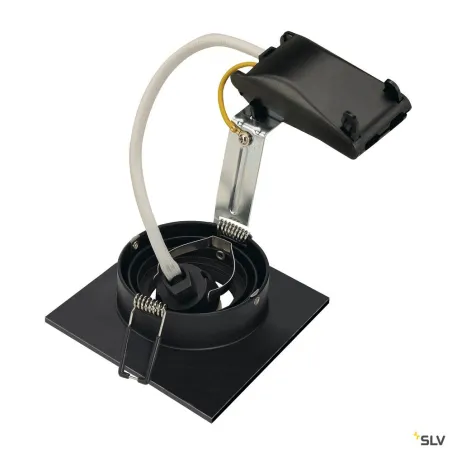 NEW TRIA 78 XL, encastré de plafond intérieur, simple, carré, noir mat, GU10/QPAR51, 50W max, clips ressorts
