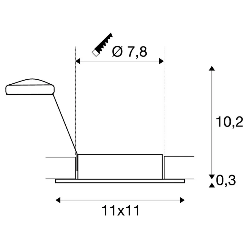 NEW TRIA 78 XL, encastré de plafond intérieur, simple, carré, noir mat, GU10/QPAR51, 50W max, clips ressorts