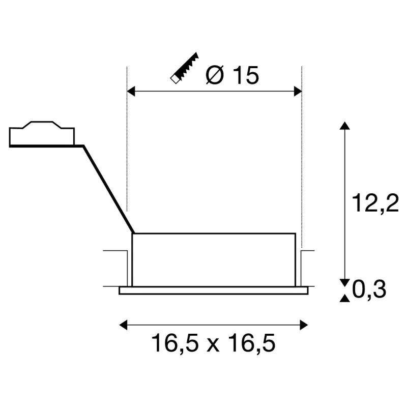 NEW TRIA 150, encastré de plafond intérieur, simple, carré, blanc mat, GU10/QPAR111, 75W max, lames ressorts