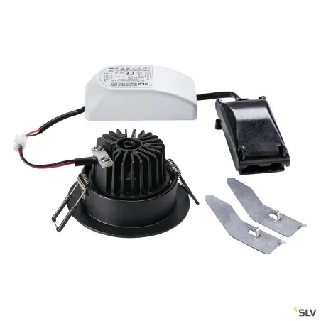 NEW TRIA 68, encastré de plafond intérieur, simple, rond, noir mat, LED, 11W, 3000K, clips ressorts, variable